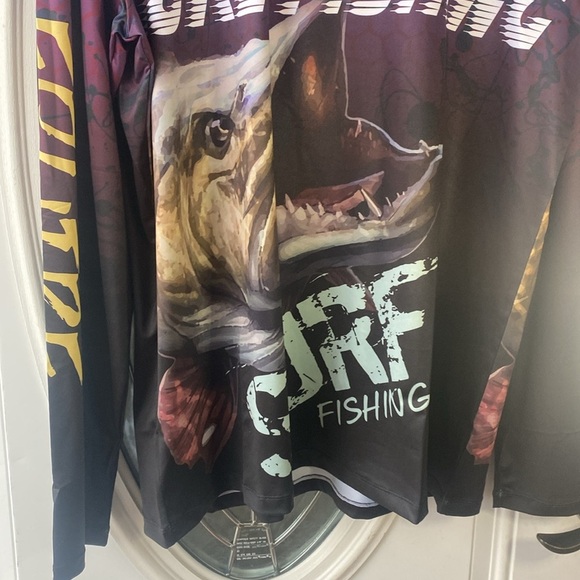 FAISOX UPF50+ Lure Fishing Jersey Ice Silk Half Stand Collar Long Sleeve Size XL - Picture 7 of 13